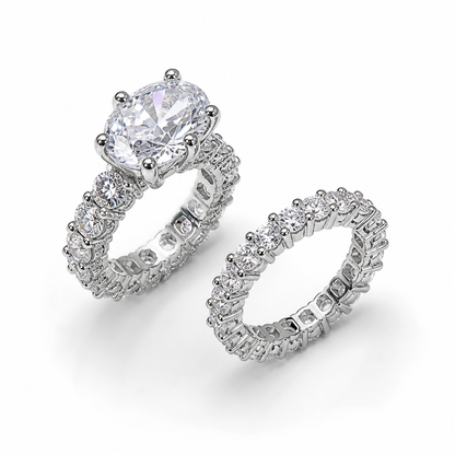 Oval Sparkle Wedding Ring Set