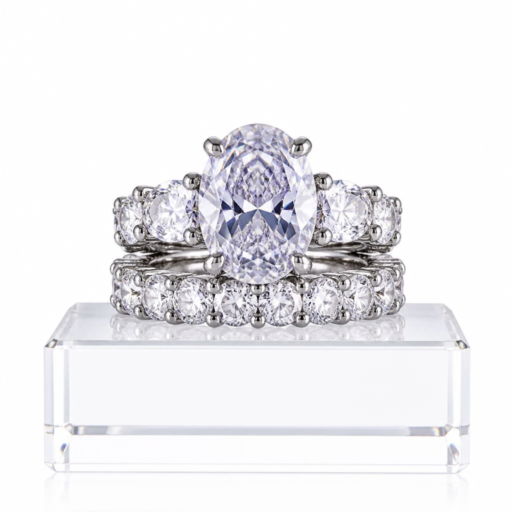 Oval Sparkle Wedding Ring Set