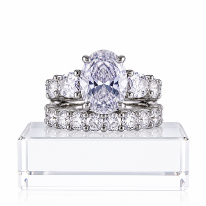 Oval Sparkle Wedding Ring Set