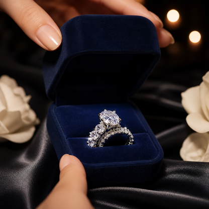 Oval Sparkle Wedding Ring Set