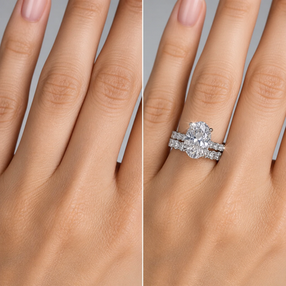 Oval Sparkle Wedding Ring Set