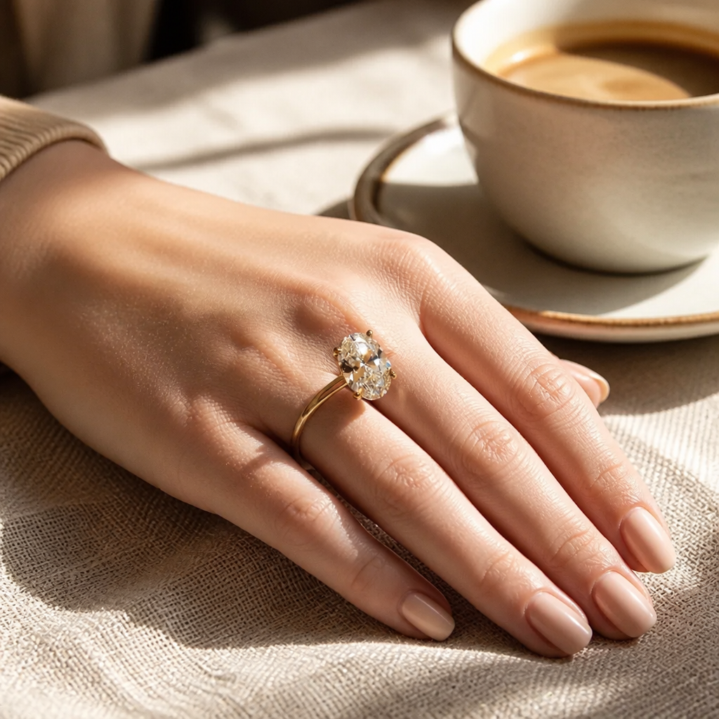 Sterling Silver Oval Zircon Ring