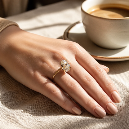 Sterling Silver Oval Zircon Ring