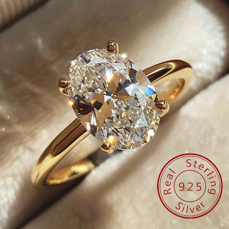 Sterling Silver Oval Zircon Ring