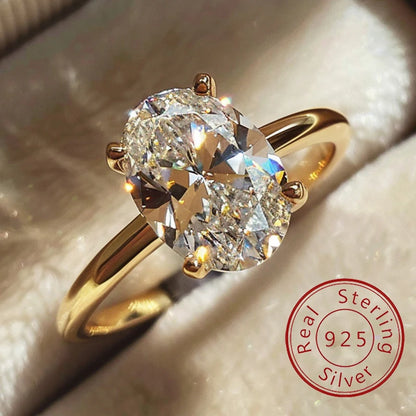 Sterling Silver Oval Zircon Ring