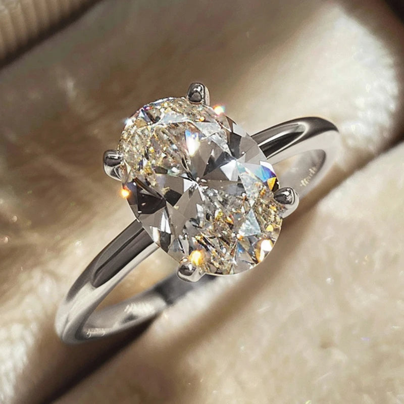 Sterling Silver Oval Zircon Ring