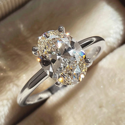 Sterling Silver Oval Zircon Ring