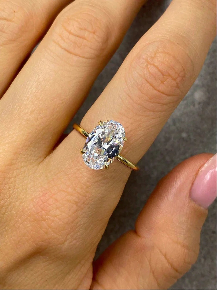Sterling Silver Oval Zircon Ring