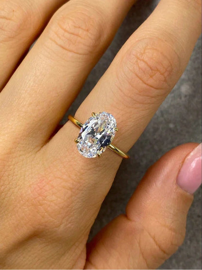Sterling Silver Oval Zircon Ring