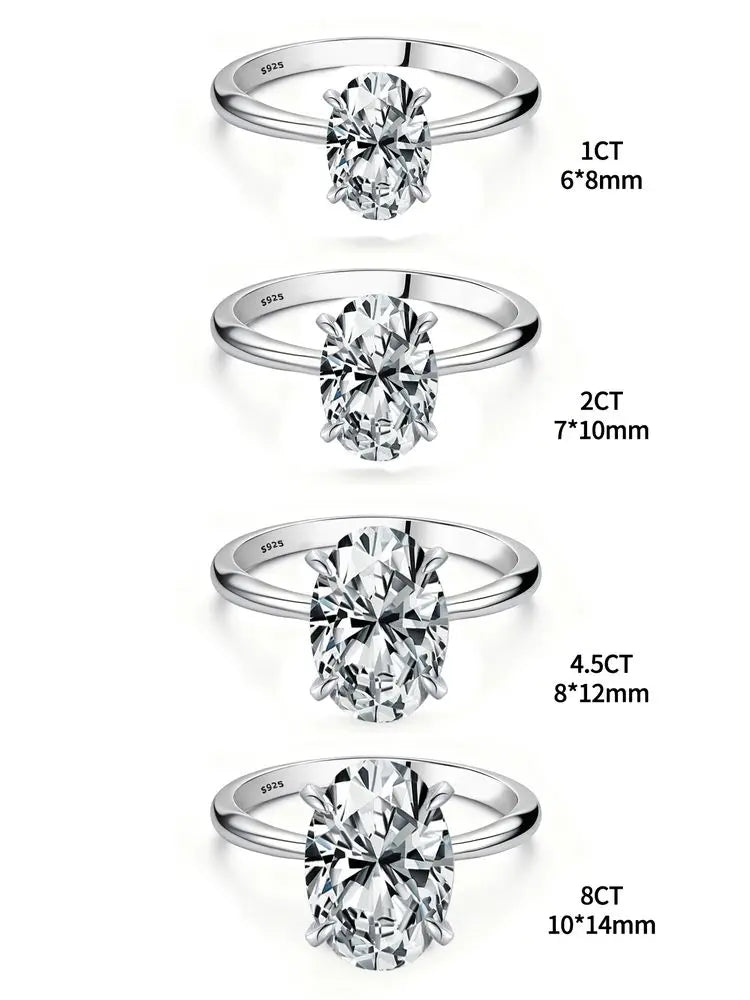 Sterling Silver Oval Zircon Ring
