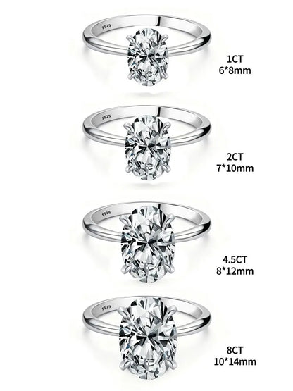 Sterling Silver Oval Zircon Ring