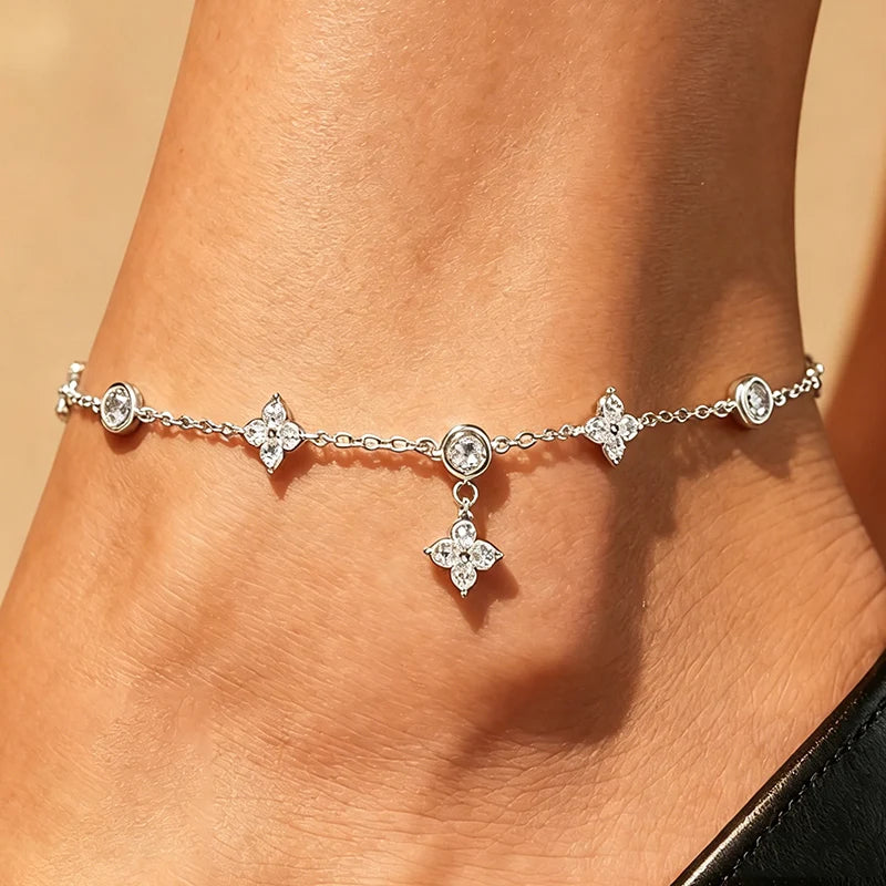 Chaînette Cheville Trèfle Argent