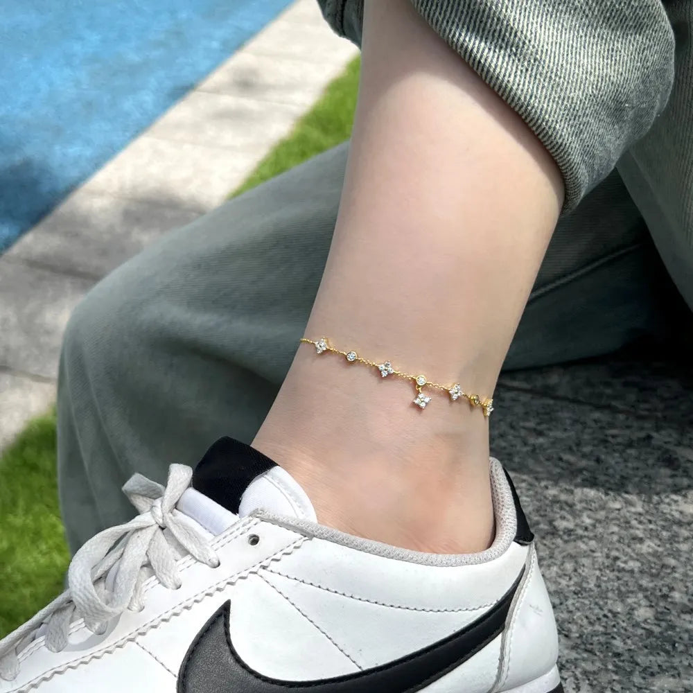 Chaînette Cheville Trèfle Argent