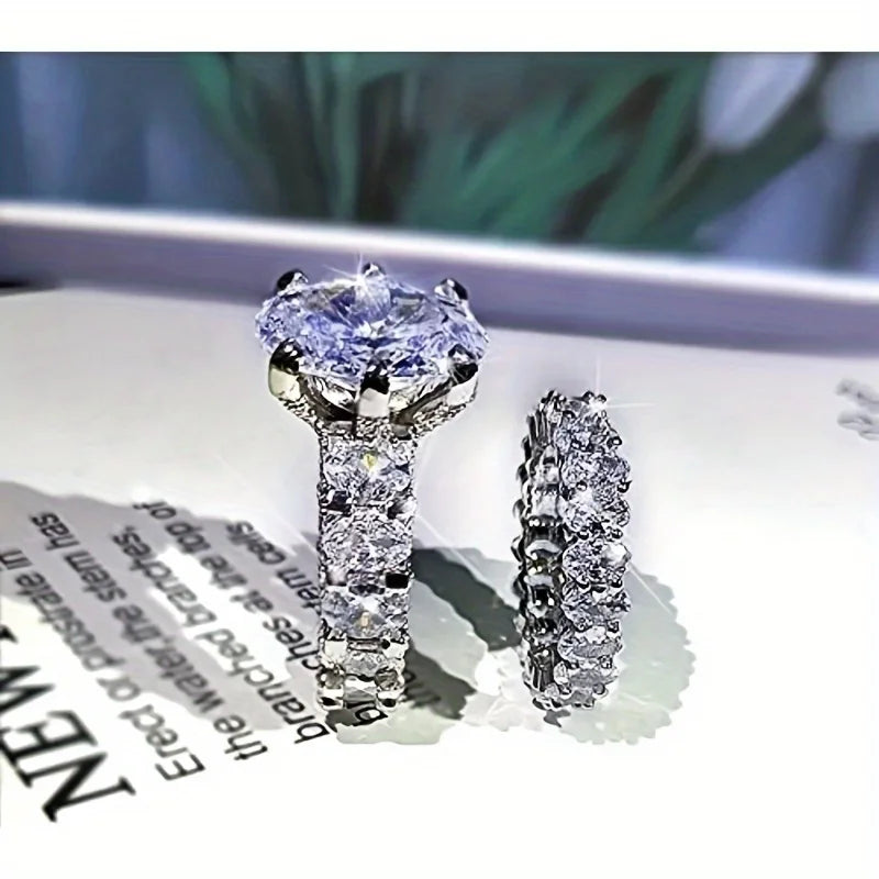 Oval Sparkle Wedding Ring Set