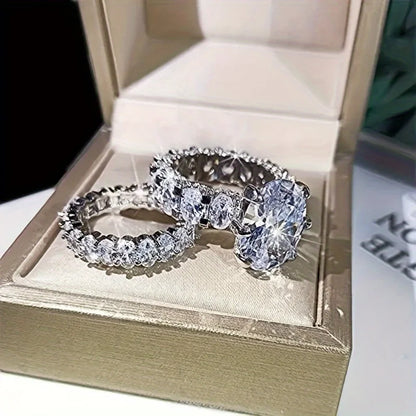 Oval Sparkle Wedding Ring Set